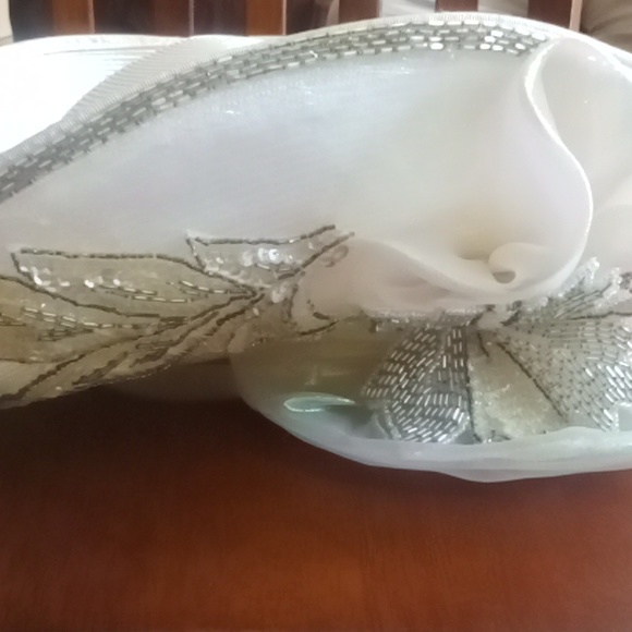 White Hat with Silver Trim - Picture 2 of 3